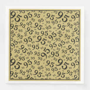 95th Birthday Party Number Pattern Black/Gold Napkin