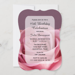 95th Birthday Party Rose Elegance Invitation