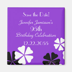 95th Birthday Party Save the Date Purple Floral Magnet