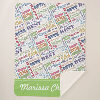95th Birthday Party Special Personalised Monogram Sherpa Blanket
