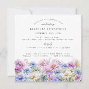 95th Birthday September Birth Month Flower Square Invitation