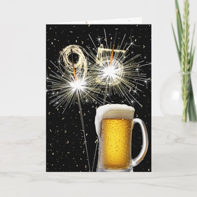 95th Birthday Sparklers With Beer Mug Card (Front)
