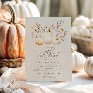 95th Birthday Surprise Party White Pumpkin Fall Invitation