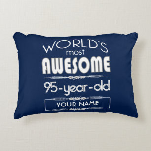 95th Birthday Worlds Best Fabulous Dark Blue Decorative Cushion