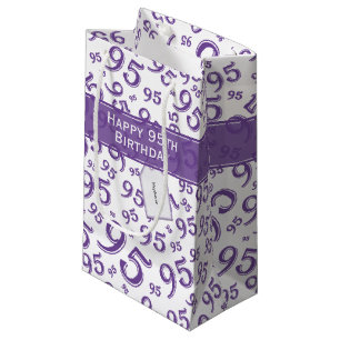 95th Happy Birthday Purple Random Number Pattern Small Gift Bag