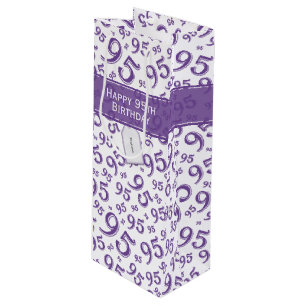 95th Happy Birthday Purple Random Number Pattern  Wine Gift Bag