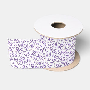 95th Modern Random Number Pattern Purple/White Satin Ribbon