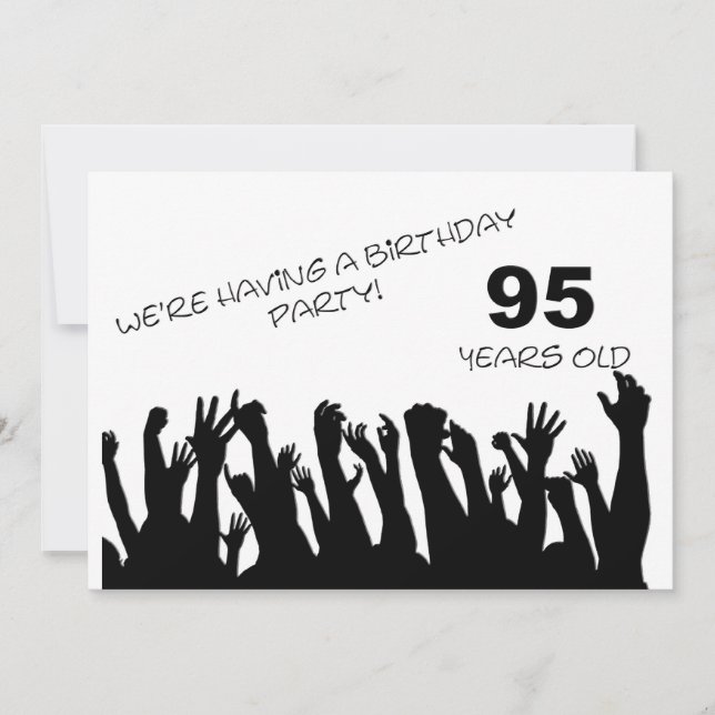 95th party invitation with cheering crowds (Front)