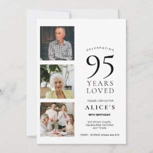 95th Party Invite with Photo, 95 Years Loved
