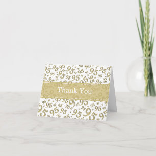 95th "Thank you!" Gold/White Number Pattern  Thank You Card