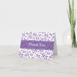 95th "Thank you!" Purple/White Number Pattern  Thank You Card