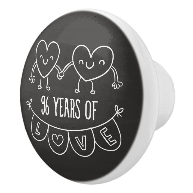 964th Anniversary Gift Chalk Hearts Ceramic Knob (Right)