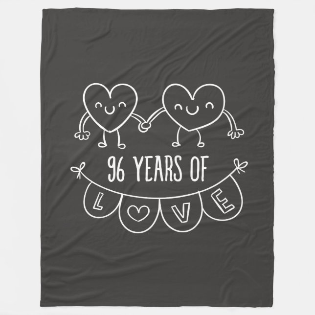964th Anniversary Gift Chalk Hearts Fleece Blanket (Front)