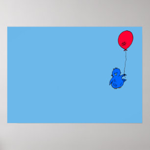 965 Bluebird of happiness and a red balloon Poster