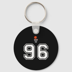 96 Number Basketball Style Vintage White Key Ring