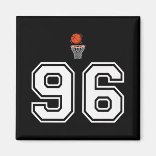 96 Number Basketball Style Vintage White Premium Magnet