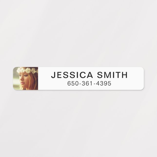 96 Sticker Labels Your Photo, Name & Phone (Design 1)
