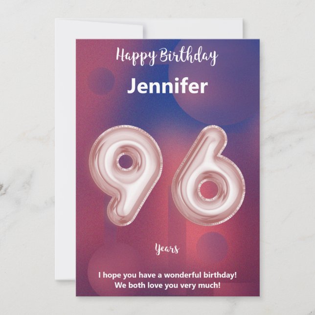 96 year old Happy Birthday card (Front)