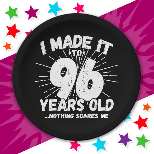 96 Year Old Sarcastic Meme Funny 96th Birthday Paper Plate (Creator Uploaded)