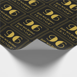 96th Birthday ~ Art Deco Inspired Look "96", Name Wrapping Paper