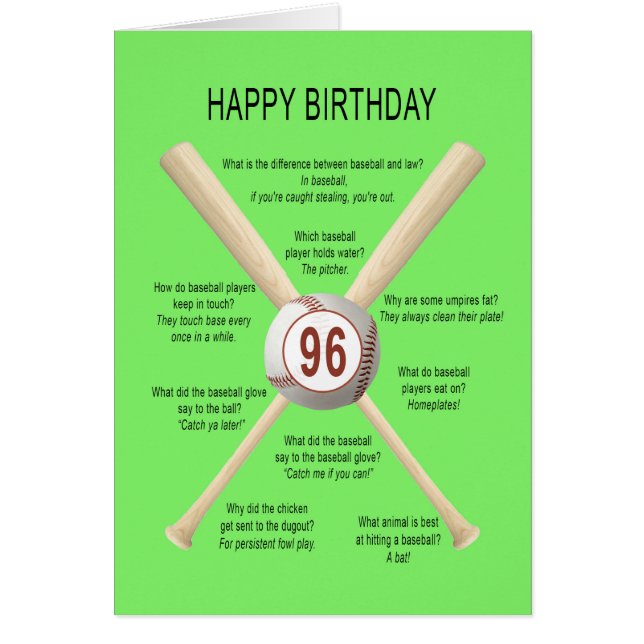 96th birthday baseball jokes (Front)