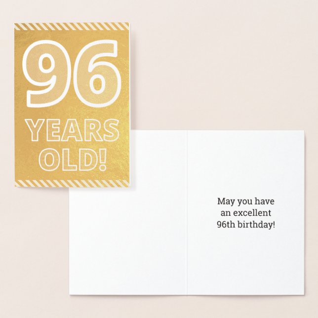 96th Birthday: Bold "96 YEARS OLD!" Gold Foil Card (Display)