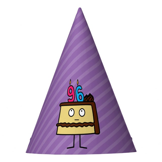 96th Birthday Cake with Candles Party Hat (Front)