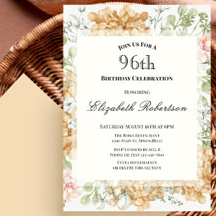 96th Birthday Invitation in Elegant Autumn Colours