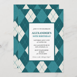 96th birthday invitations Men Vintage Blue