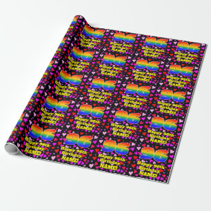 96th Birthday: Loving Hearts Pattern, Rainbow # 96 Wrapping Paper