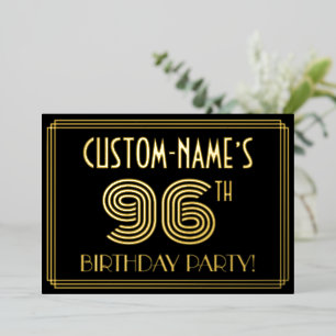 96th Birthday Party — Art Deco Style “96” + Name