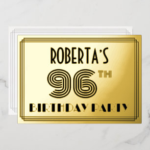 96th Birthday Party — Art Deco Style “96” & Name
