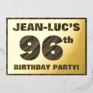 96th Birthday Party — Bold, Faux Wood Grain Text