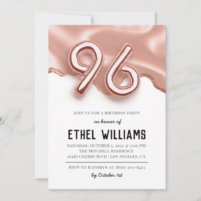 96th Birthday Party Invitation (Front)