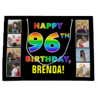 96th Birthday: Rainbow Text, Custom Photos & Name