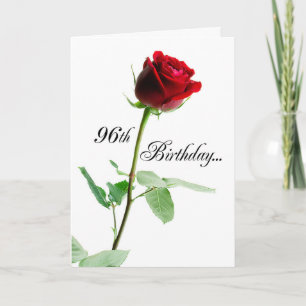 96th Birthday Red Rose Card