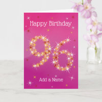 96th Birthday - Star Numbers - Pink/Purple- Age 96