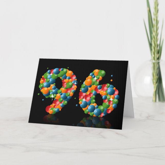 96th birthday with numbers formed from balls card (Front)