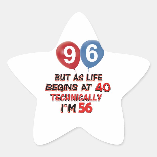 96th year birthday designs star sticker (Front)
