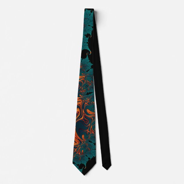 971 Teal/Orange Fractal Tie (Front)