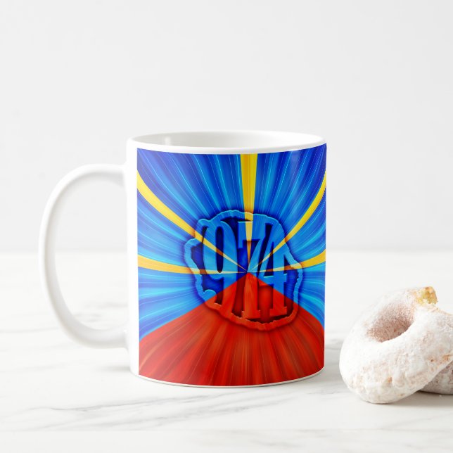 974 Reunion Island - Reunion flag Coffee Mug (With Donut)