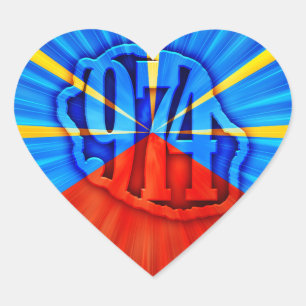 974 Reunion Island - Reunion flag Heart Sticker