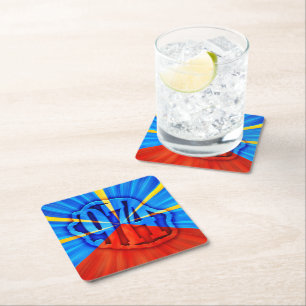 974 Reunion Island - Reunion flag Square Paper Coaster