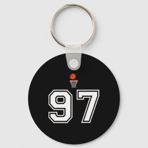 97 Number Sketll Style Vintage White Key Ring