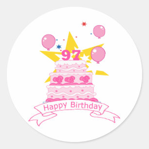 97 Year Old Birthday Cake Classic Round Sticker