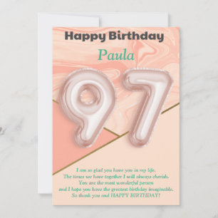 97 year old girls Happy Birthday card