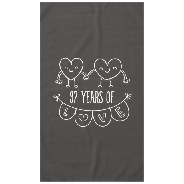 97th Anniversary Gift Chalk Hearts Tablecloth (Front)