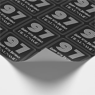 97th Birthday: Art Deco Inspired Look "97" w/ Name Wrapping Paper