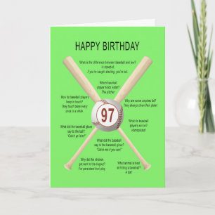 97th birthday baseball jokes card