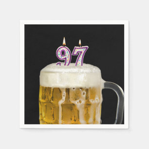 97th Birthday Beer on black Napkin